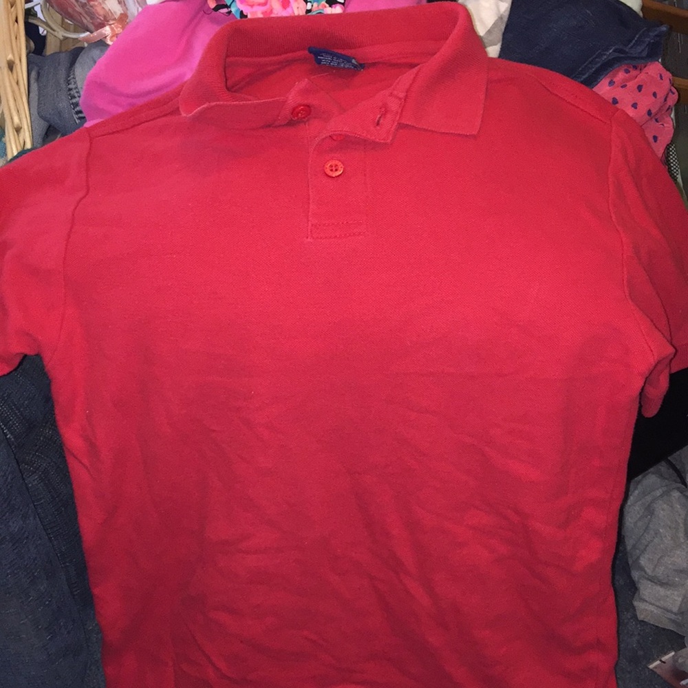 Red Three-Button School Shirt
